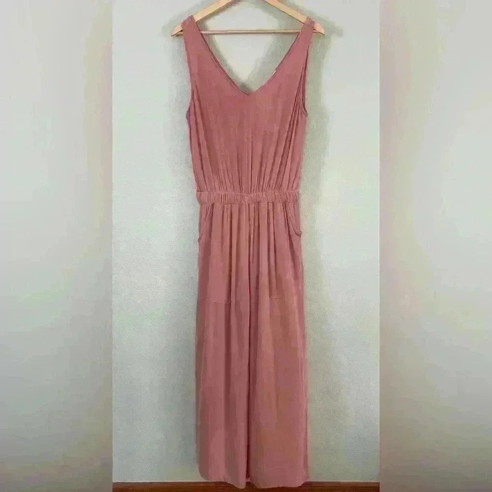 Le Lis Make Me Blush Jumpsuit Pockets Stretch Waist Tank Women's Medium